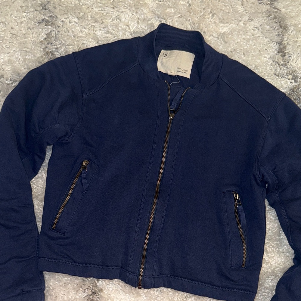 Pilcro Anthropologie Dark Blue Bomber Jacket